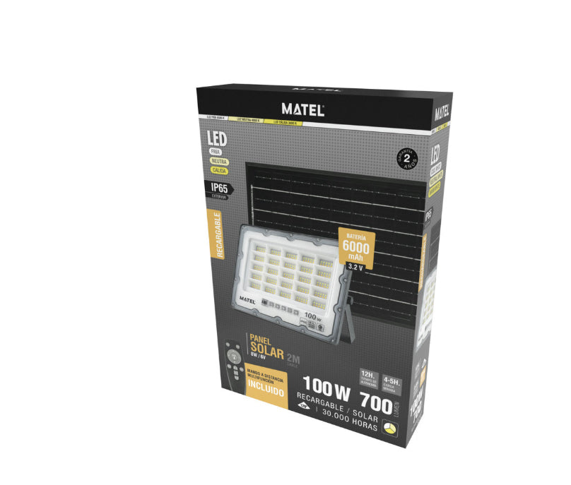 Projetor Led Solar Ip65 C/comando 100w