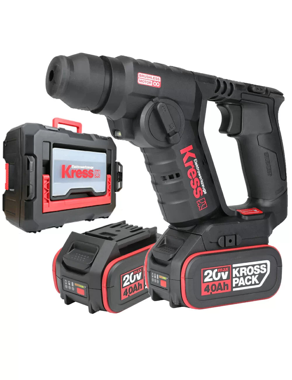 Kress Professional 20V Rotary Hammer KUC50.2 + 2x 20V 4.0Ah Batteries + Charger + Case