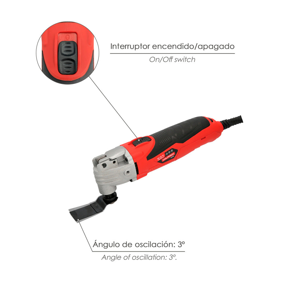 Multi-Ferramentas Oscilante 300W Wolfpakc