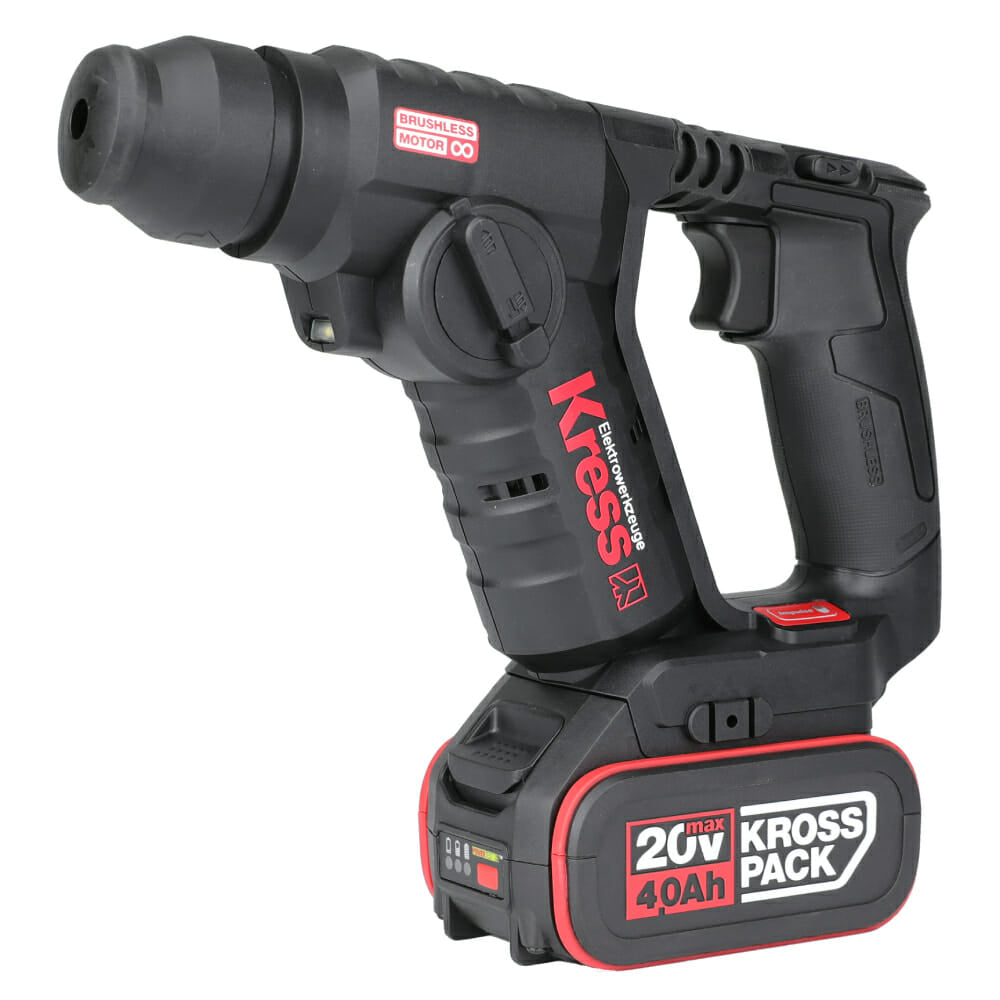 Martelo Perfurador Kress Profissional 20V Kuc50.2 + 2 Baterias 20V 4.0Ah + Carregador + Mala