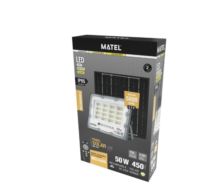 Projetor Led Solar Ip65 C/comando 50w