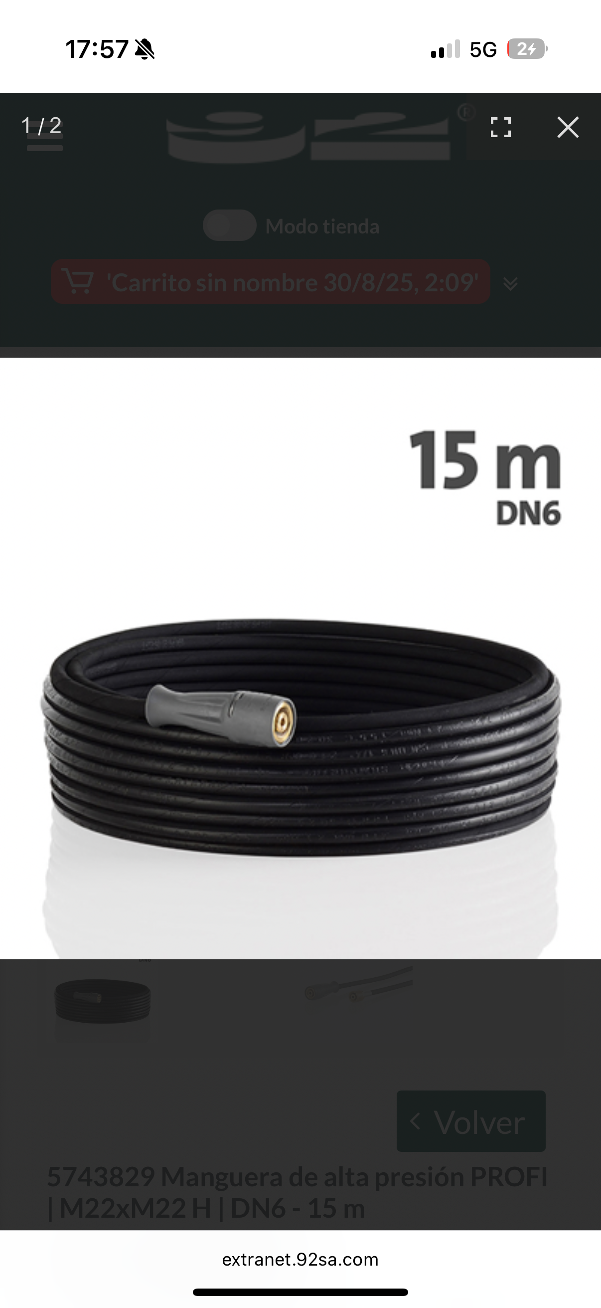 Mangueira de Alta Pressão Profi Kranzle DN6-15mt