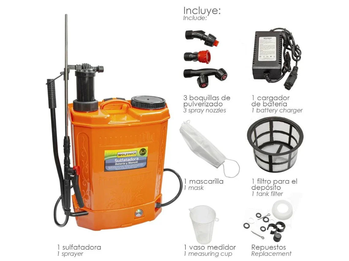 Pulverizador 2 em 1 Bateria e Manual 12V Wolfpack