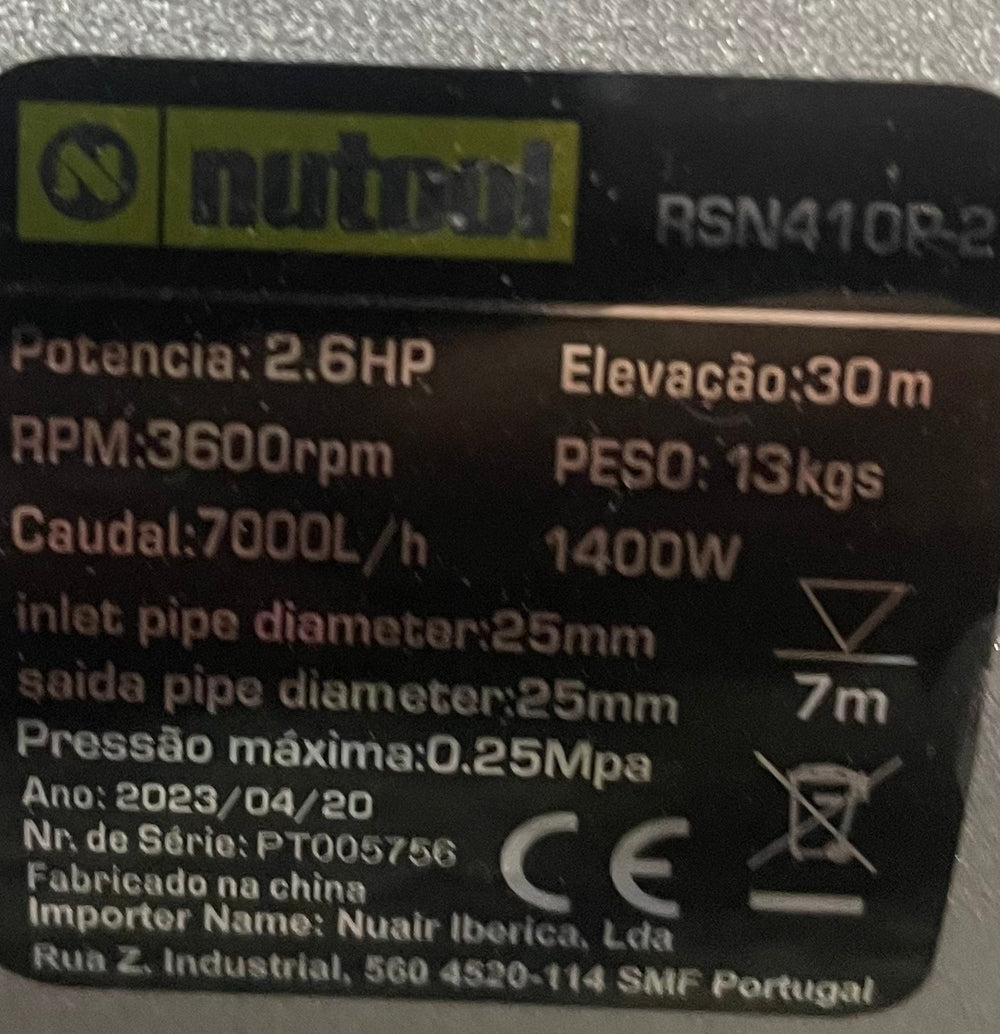Motobomba 79.6cc 4T 25Mm Nutool Rsn410P-2