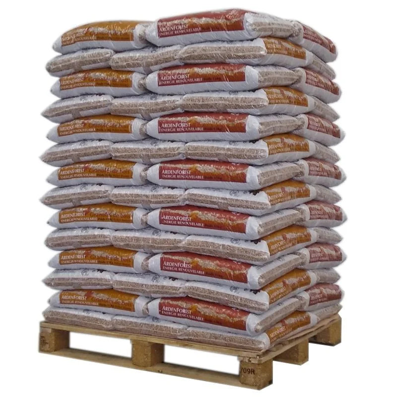 ARDENFOREST Pellets de Madeira Certificados DIN Plus Palete 70 Sacos x 15 kg Alto Poder Calorífico