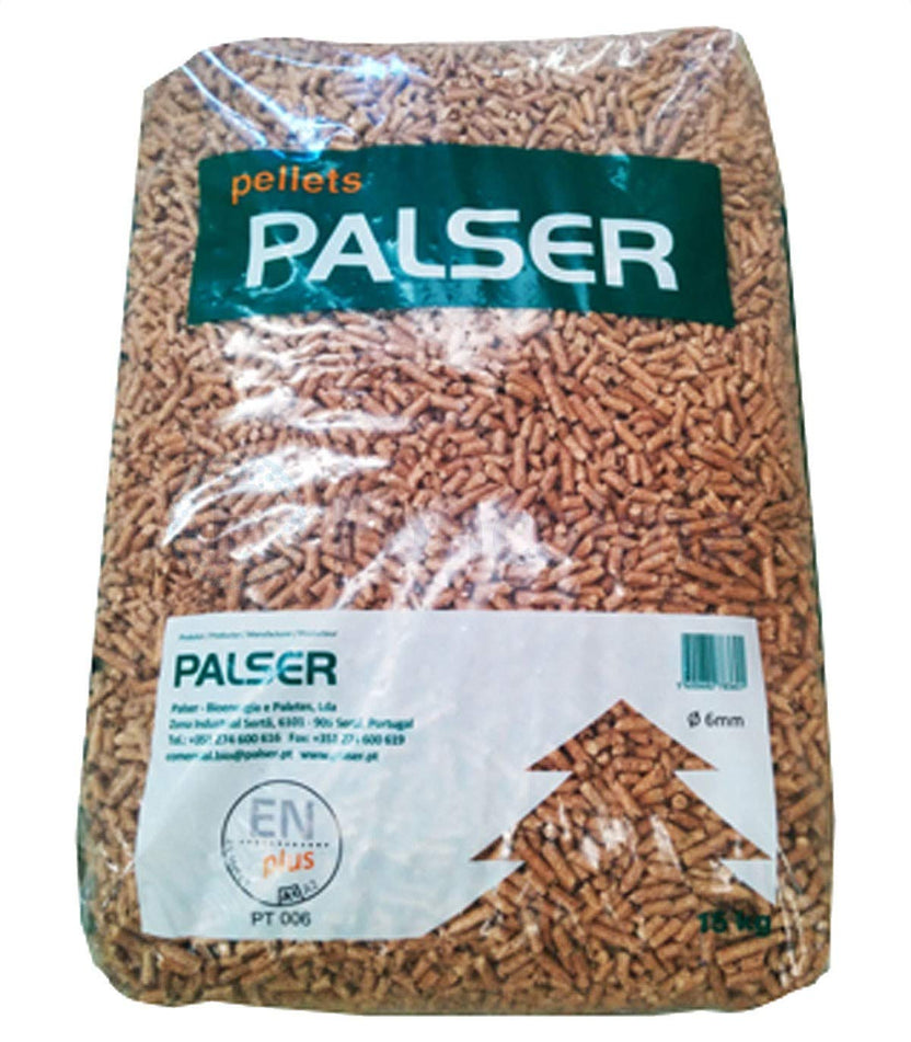 PALSER Pellets de Madeira de Pinho Certificado ENplus A1 Palete 60 Sacos x 15 kg Alto Poder Calorífico