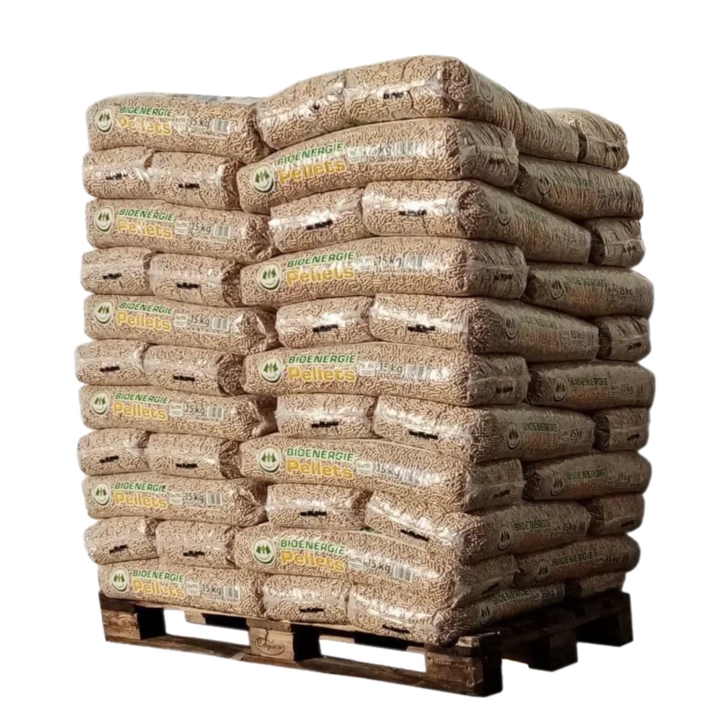 BADGER Pellets de Madeira Certificados ENplus A1 e DIN Plus Palete 65 Sacos x 15 kg Cinza Ultra Reduzida