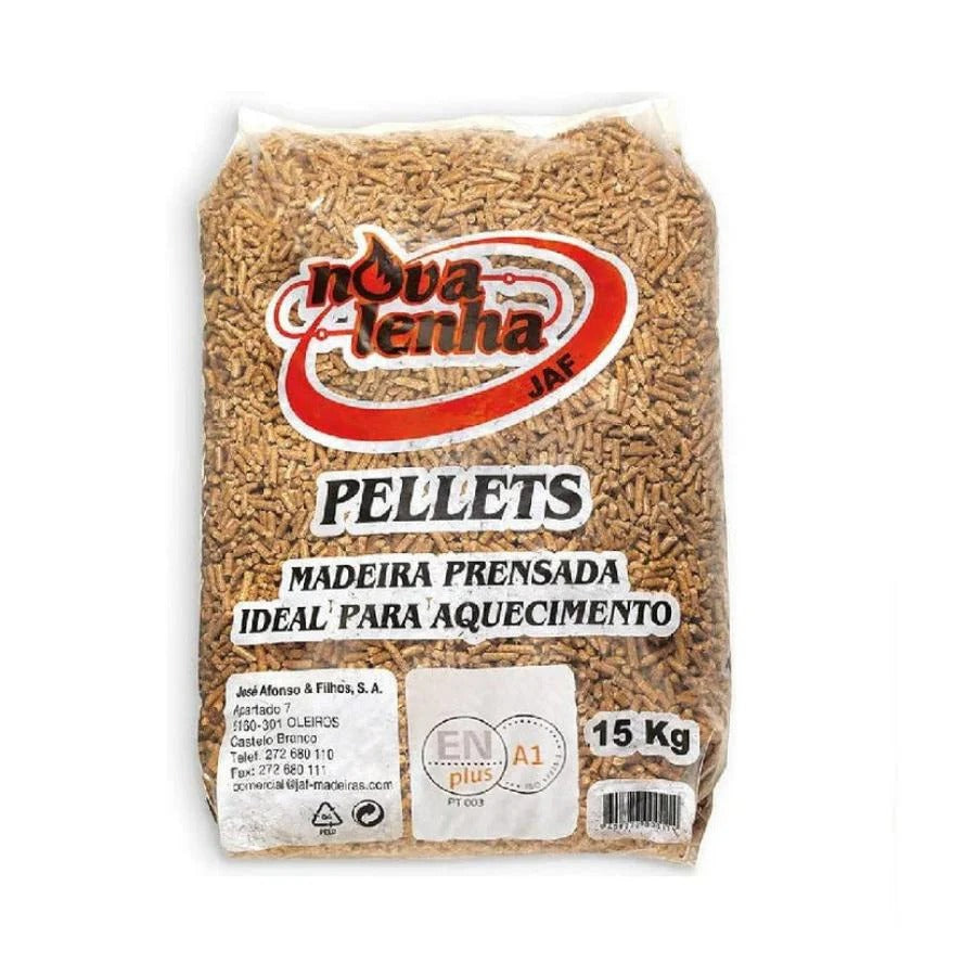 NOVALENHA Pellets de Pinho 100% Puro Certificados Palete 77 Sacos x 15 kg Alta Performance Calorífica
