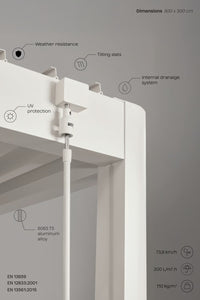 Pérgola Bioclimática em Alumínio Druvia - Cobertura Orientável 0-90º com Painel Lateral de Privacidade