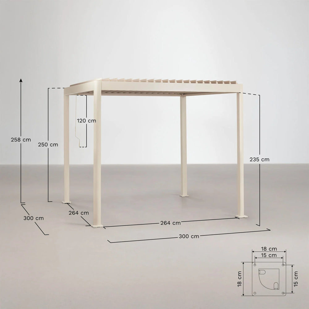 Pérgola Bioclimática em Alumínio Druvia - Cobertura Orientável 0-90º com Painel Lateral de Privacidade