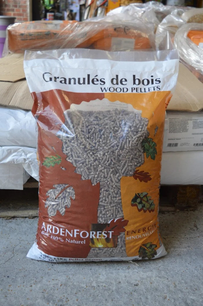 ARDENFOREST Pellets de Madeira Certificados DIN Plus Palete 70 Sacos x 15 kg Alto Poder Calorífico