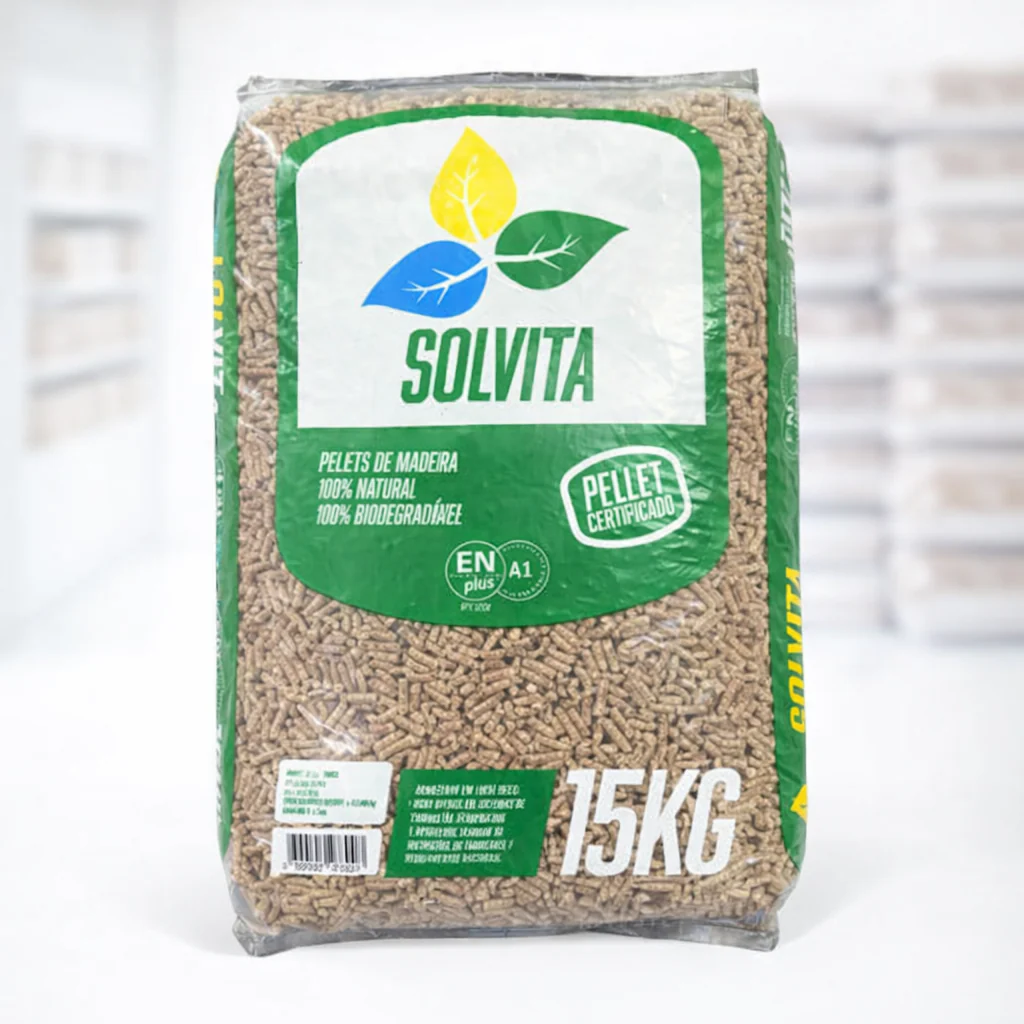 SOLVITA Pellets de Madeira 100% Natural ENplus A1 Saco 15 kg Alto Rendimento